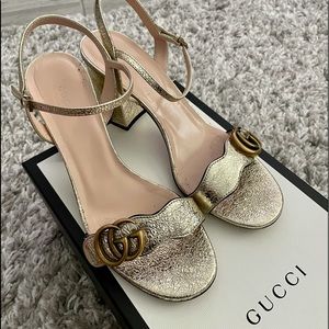 Gucci Marmont High Block Heel Sandals